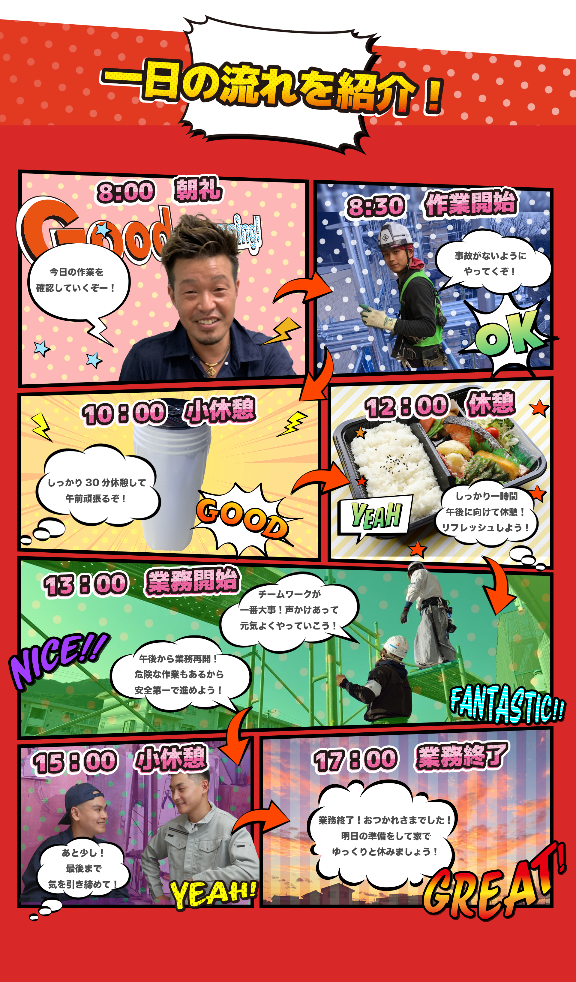 １日の仕事の流れを紹介します